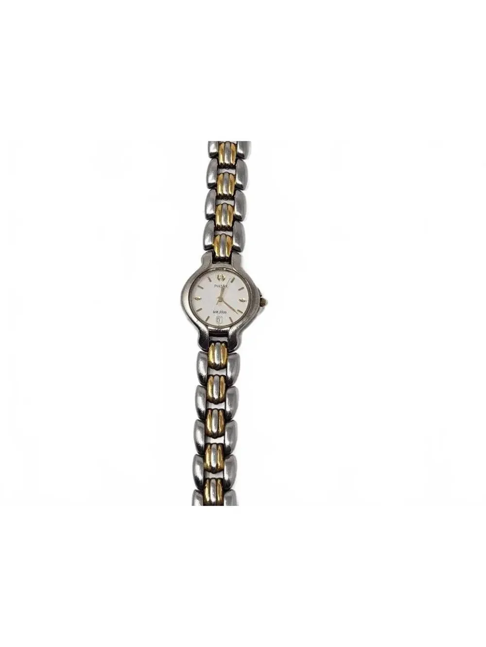 Vintage Pulsar Two-Tone Stainless Steel Women's Dress Watch with White Dial